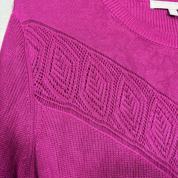 Daniel Rainn Retro Pink Crochet Lace Trim Sweater - Size 2X - Women's Plus Size - Picture 3 of 7